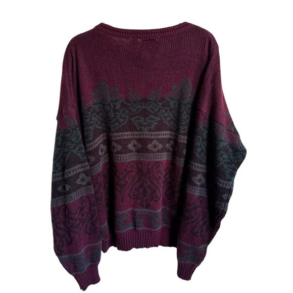 Vintage South Mountain Mens Sweater Sz 2X Burgundy Gray Blue - Picture 5 of 9